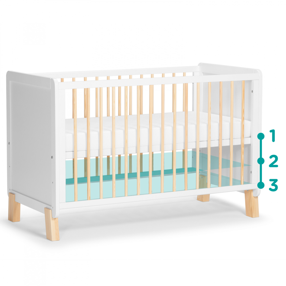 Patut pentru copii Kinderkraft Nico 120x60 cm din lemn, transformabil, somiera reglabila - 3