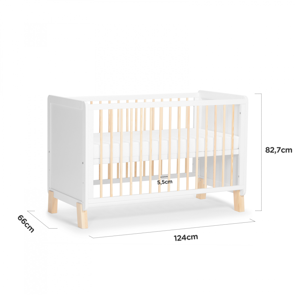 Patut pentru copii Kinderkraft Nico 120x60 cm din lemn, transformabil, somiera reglabila - 6