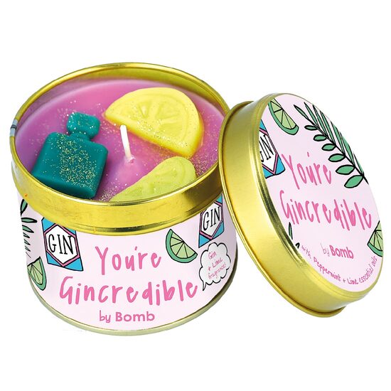 Lumanare parfumata 180g Youre Gincredible Cutie metalica Bomb Cosmetics
