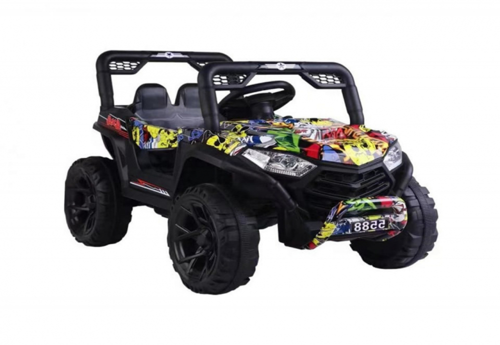 Masinuta electrica pentru copii Novokids Buggy Mini UTV cu faruri luminoase, telecomanda, 3-6 ani , max 30 kg, 3 viteze, model Offroad Multicolor Camuflag - 2