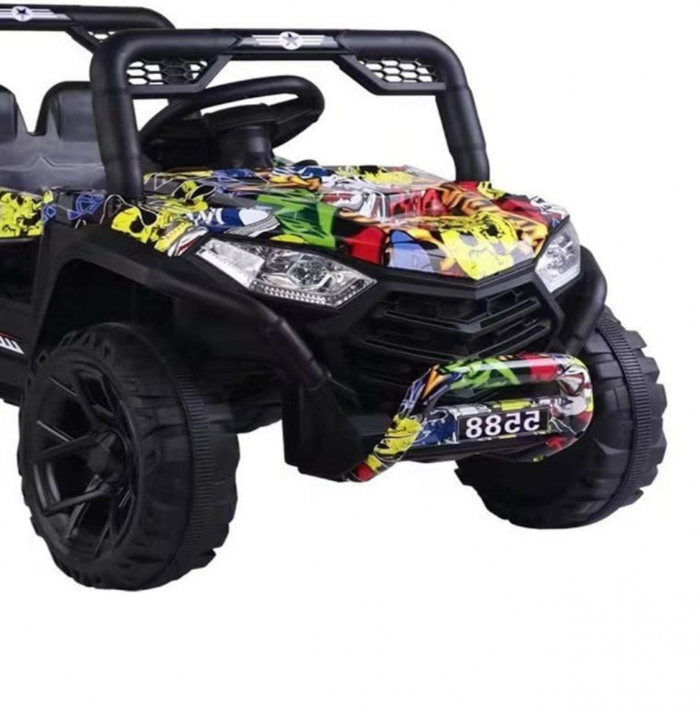 Masinuta electrica pentru copii Novokids Buggy Mini UTV cu faruri luminoase, telecomanda, 3-6 ani , max 30 kg, 3 viteze, model Offroad Multicolor Camuflag - 1