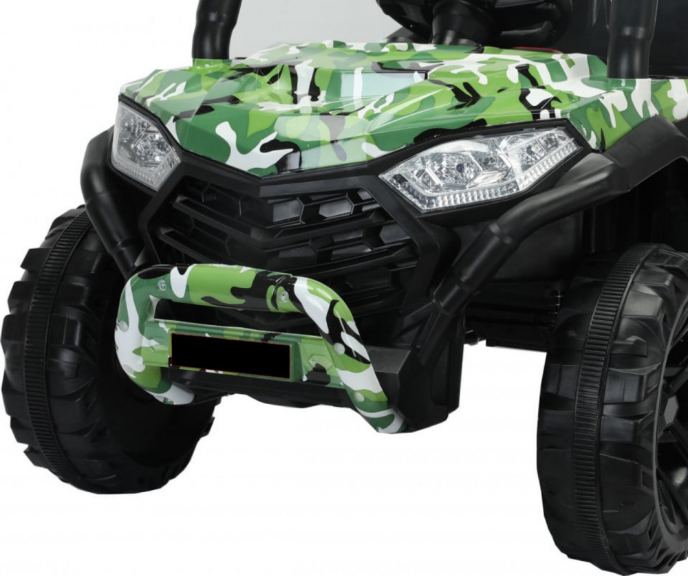 Masinuta electrica pentru copii Novokids Buggy Mini UTV cu faruri luminoase, telecomanda, 3-6 ani , max 30 kg, 3 viteze, model Offroad Verde Camuflaj - 1