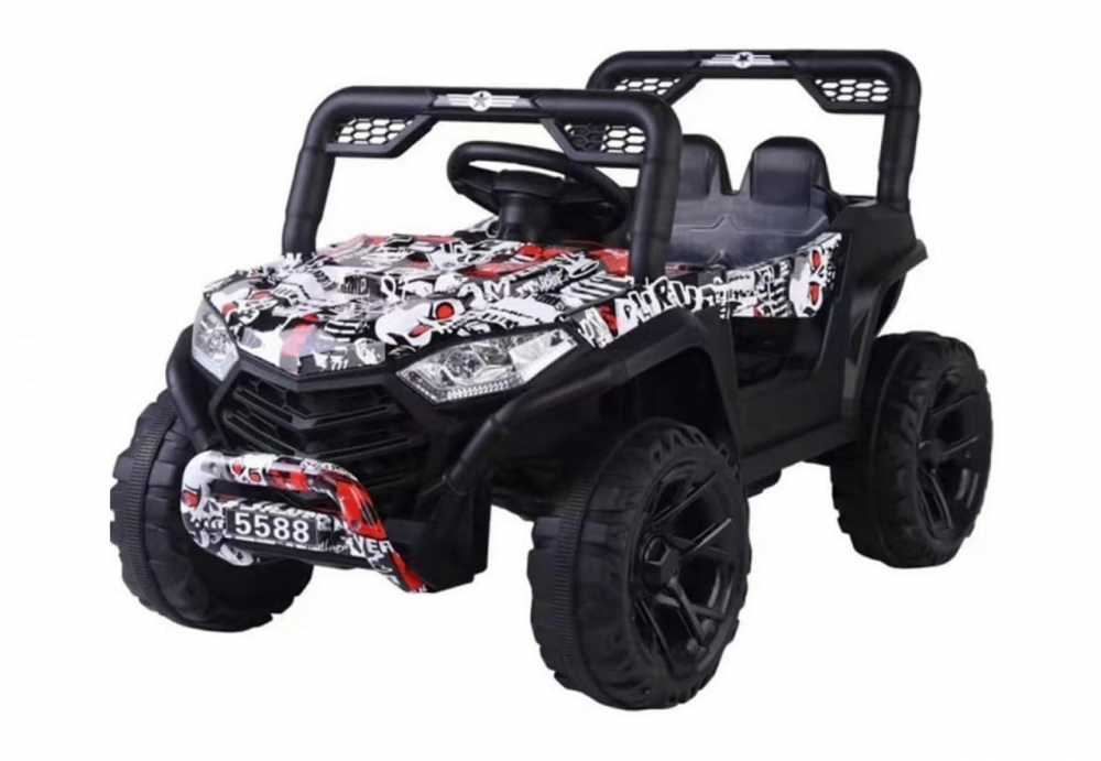 Masinuta electrica pentru copii Novokids Buggy Mini UTV cu faruri luminoase, telecomanda, 3-6 ani , max 30 kg, 3 viteze, model Offroad Alb