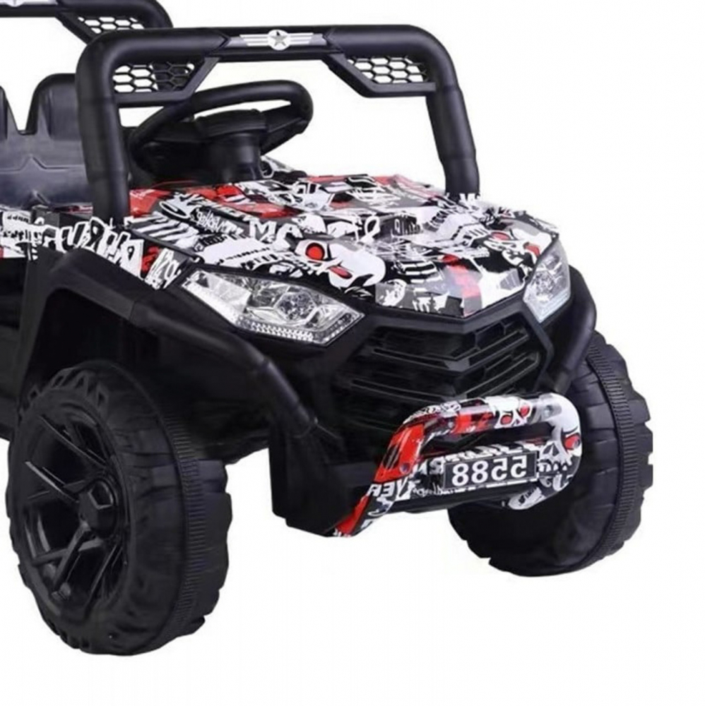 Masinuta electrica pentru copii Novokids Buggy Mini UTV cu faruri luminoase, telecomanda, 3-6 ani , max 30 kg, 3 viteze, model Offroad Alb - 1