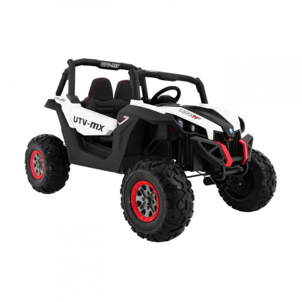 Masinuta electrica pentru copii Novokids Buggy UTV, 2 locuri, faruri luminoase, roti din cauciuc EVA, max 50 kg , 2 baterii de 12V, Mp3USB, 2 viteze, model Offroad, AlbNegru - 1