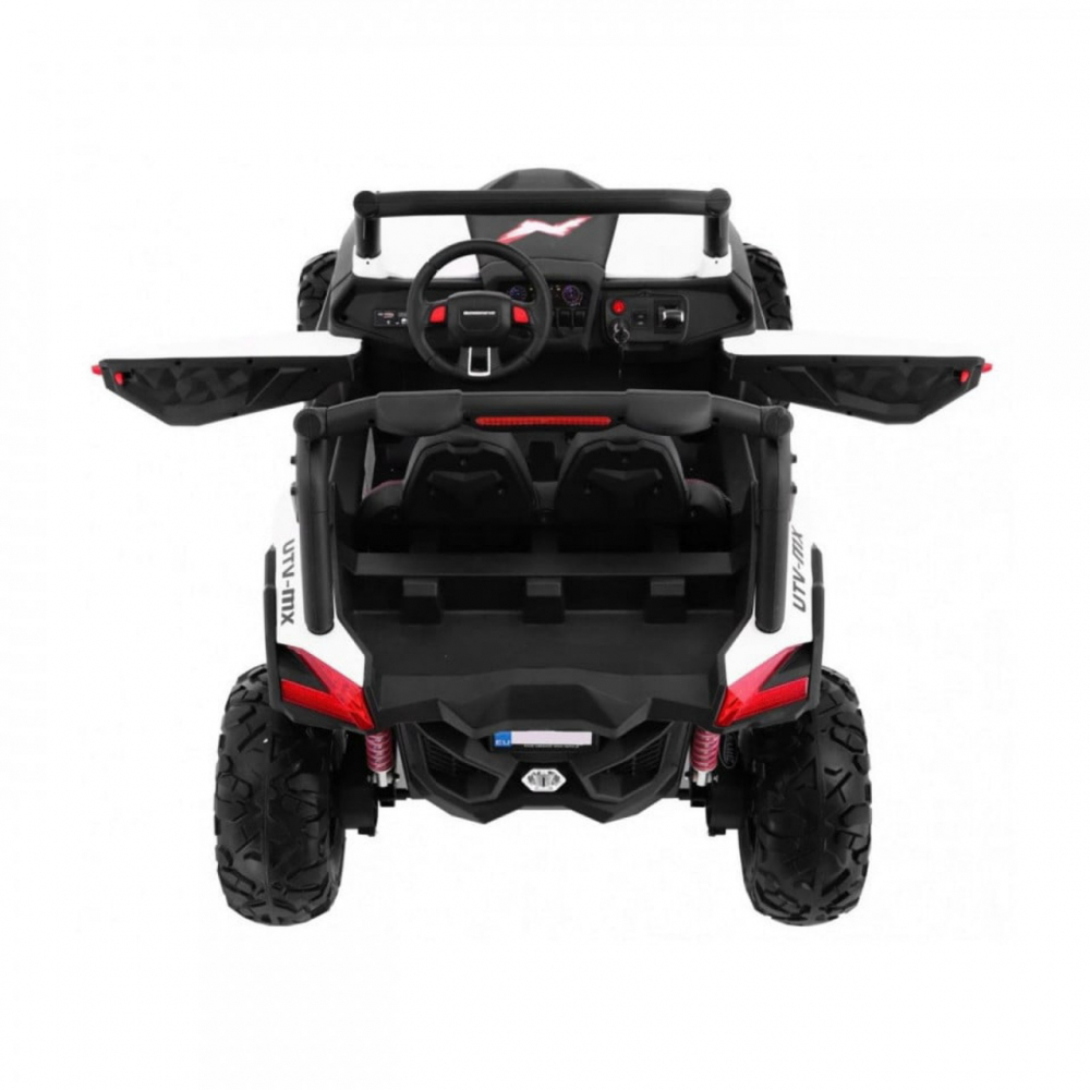 Masinuta electrica pentru copii Novokids Buggy UTV, 2 locuri, faruri luminoase, roti din cauciuc EVA, max 50 kg , 2 baterii de 12V, Mp3USB, 2 viteze, model Offroad, AlbNegru - 3