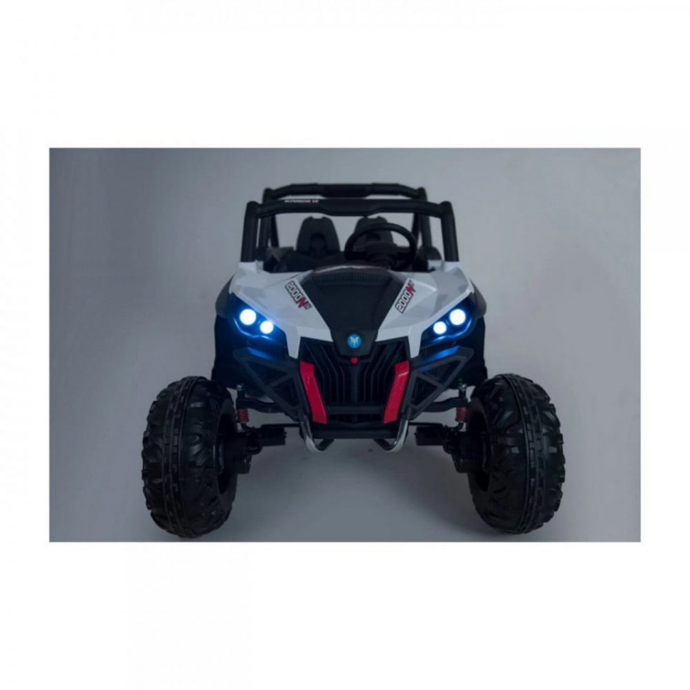 Masinuta electrica pentru copii Novokids Buggy UTV, 2 locuri, faruri luminoase, roti din cauciuc EVA, max 50 kg , 2 baterii de 12V, Mp3USB, 2 viteze, model Offroad, AlbNegru - 4