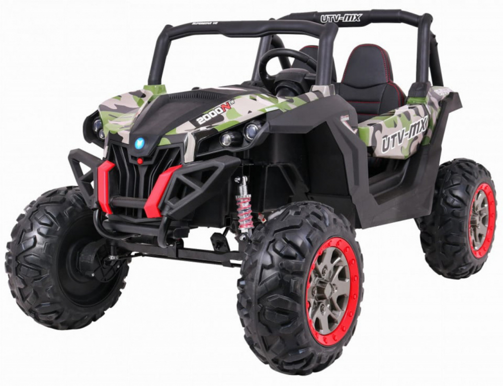 Masinuta electrica pentru copii Novokids Buggy UTV, 2 locuri, faruri luminoase, roti din cauciuc EVA, max 50 kg , 2 baterii de 12V, Mp3USB, 2 viteze, model Offroad, Camouflage - 3