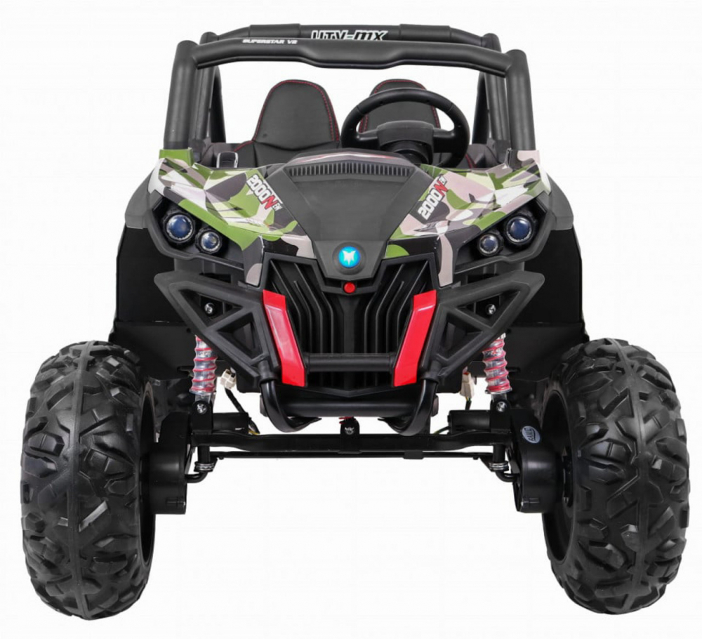 Masinuta electrica pentru copii Novokids Buggy UTV, 2 locuri, faruri luminoase, roti din cauciuc EVA, max 50 kg , 2 baterii de 12V, Mp3USB, 2 viteze, model Offroad, Camouflage - 1