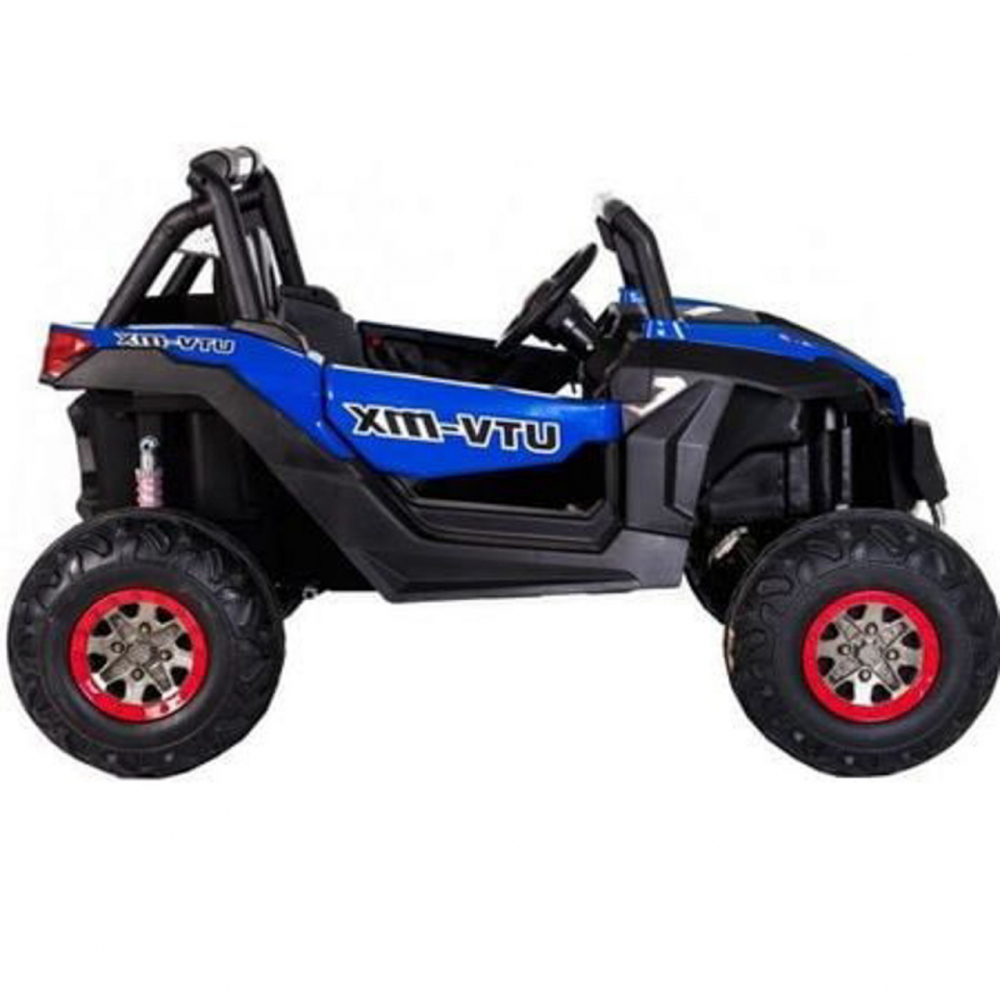Masinuta electrica pentru copii Novokids Buggy UTV, 2 locuri, faruri luminoase, roti din cauciuc EVA, max 50 kg , 2 baterii de 12V, Mp3USB, 2 viteze, model Offroad, AlbastruNegru - 1