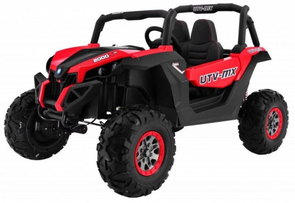 Masinuta electrica pentru copii Novokids Buggy UTV, 2 locuri, faruri luminoase, roti din cauciuc EVA, max 50 kg , 2 baterii de 12V, Mp3USB, 2 viteze, model Offroad, RosuNegru - 1