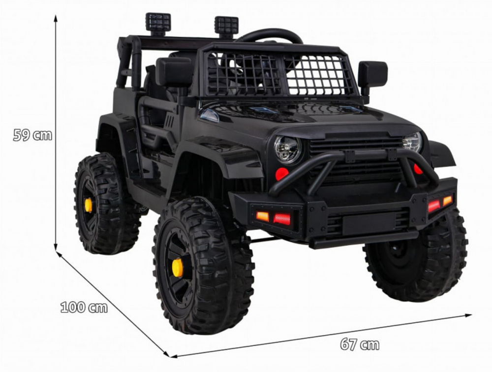Masinuta electrica pentru copii Novokids Dark Knight Jeep PRO Negru, Max 30 kg, melodii si lumini, 12V, 2 viteze