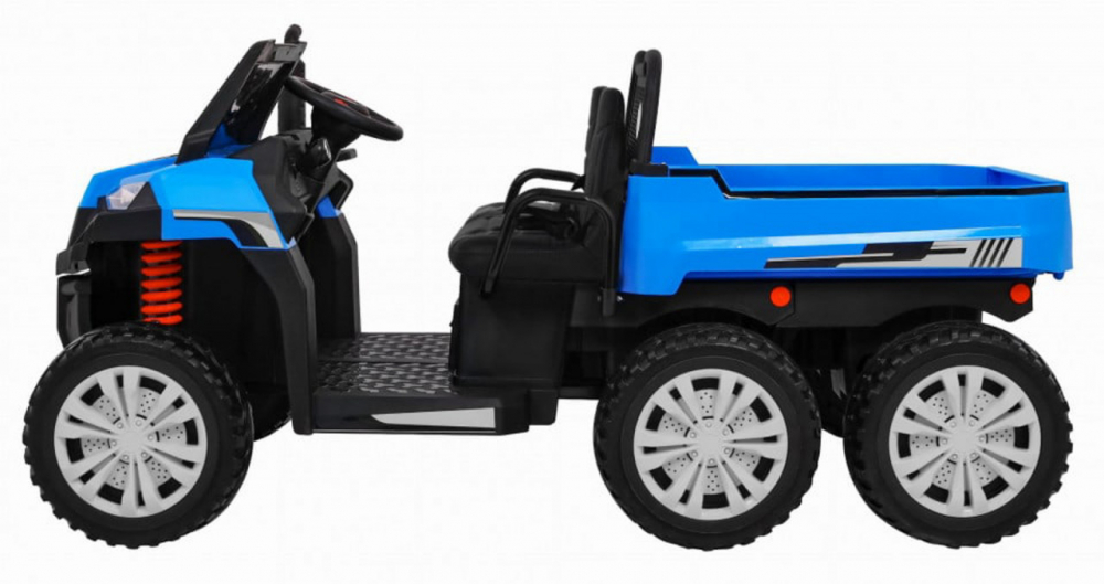 Masinuta electrica pentru copii Novokids Farmer Beast Buggy Albastru, 6 roti, 2 locuri, remorca si faruri luminoase, roti din cauciuc EVA, max 60 kg, 24V - 1