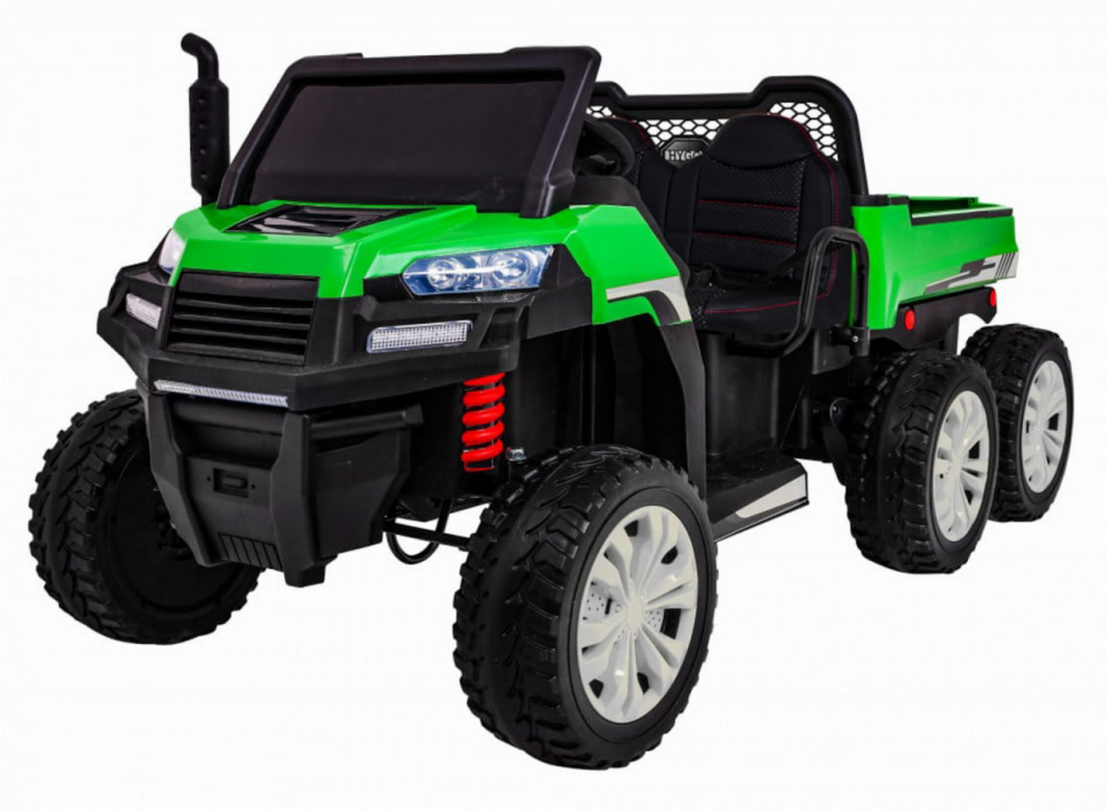 Masinuta electrica pentru copii Novokids Farmer Beast Buggy Verde, 6 roti, 2 locuri, remorca si faruri luminoase, roti din cauciuc EVA, max 60 kg, 24V - 3