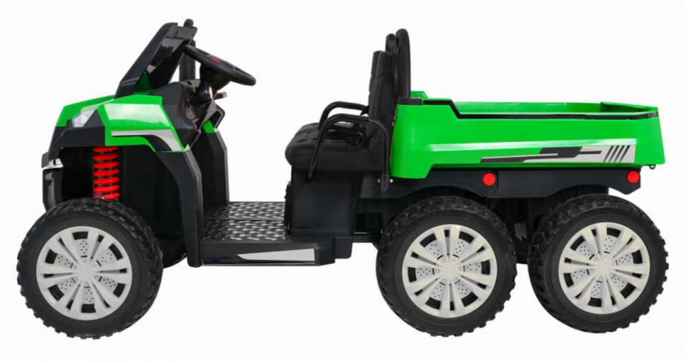Masinuta electrica pentru copii Novokids Farmer Beast Buggy Verde, 6 roti, 2 locuri, remorca si faruri luminoase, roti din cauciuc EVA, max 60 kg, 24V - 1