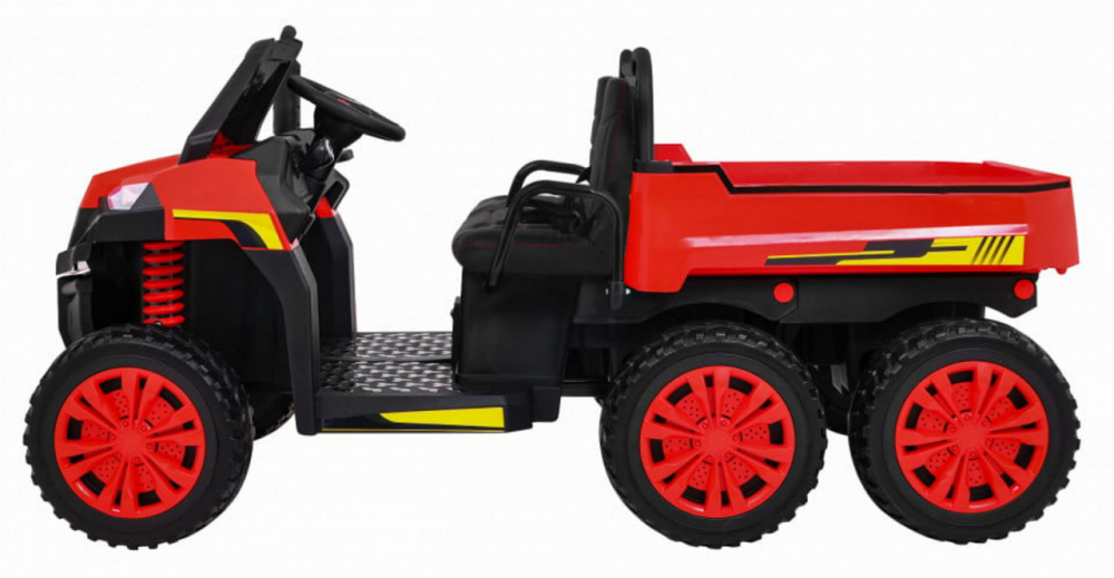 Masinuta electrica pentru copii Novokids Farmer Beast Buggy Rosu, 6 roti, 2 locuri, remorca si faruri luminoase, roti din cauciuc EVA, max 60 kg, 24V - 1