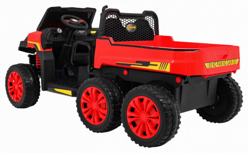 Masinuta electrica pentru copii Novokids Farmer Beast Buggy Rosu, 6 roti, 2 locuri, remorca si faruri luminoase, roti din cauciuc EVA, max 60 kg, 24V - 2