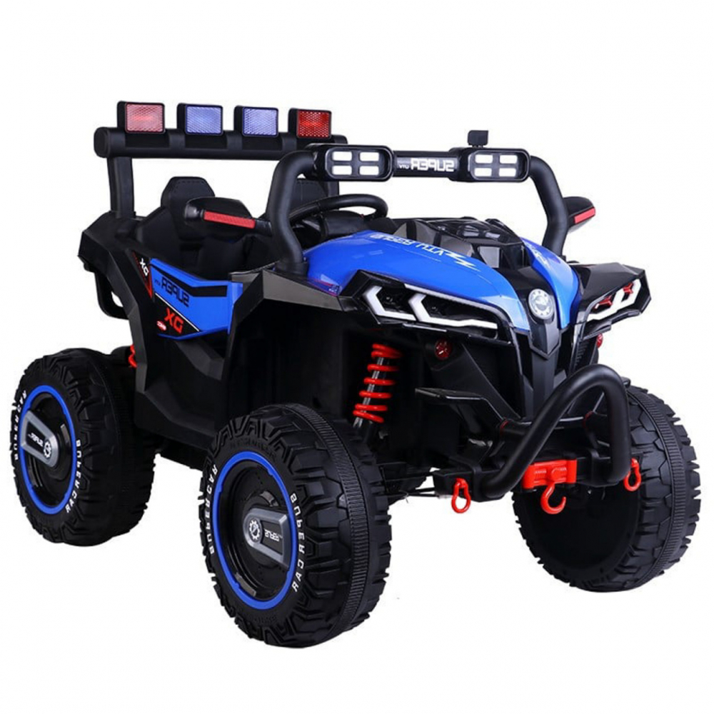 Masinuta electrica pentru copii Novokids Super Beasty Buggy UTV , 2 locuri, cu faruri luminoase, telecomanda, 3-6 ani , max 30 kg , 12V, Mp3USB, 2 viteze, model Offroad, albastru cu negru - 3