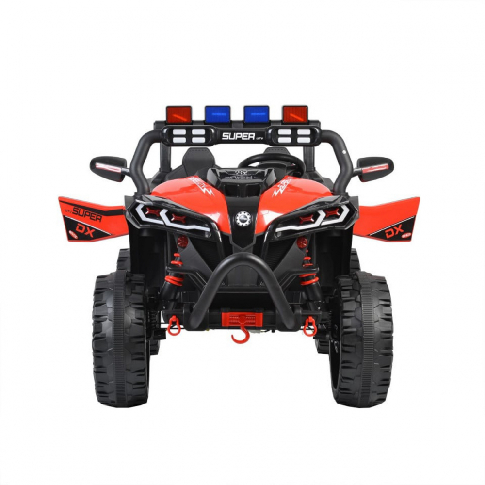 Masinuta electrica pentru copii Novokids Super Beasty Buggy UTV , 2 locuri, cu faruri luminoase, telecomanda, 3-6 ani , max 30 kg , 12V, Mp3USB, 2 viteze, model Offroad, rosu cu negru