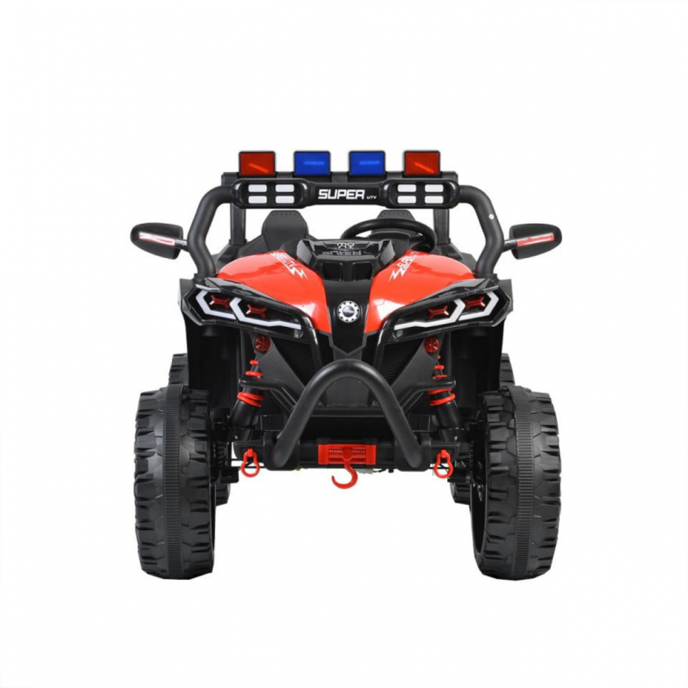 Masinuta electrica pentru copii Novokids Super Beasty Buggy UTV , 2 locuri, cu faruri luminoase, telecomanda, 3-6 ani , max 30 kg , 12V, Mp3USB, 2 viteze, model Offroad, rosu cu negru - 1
