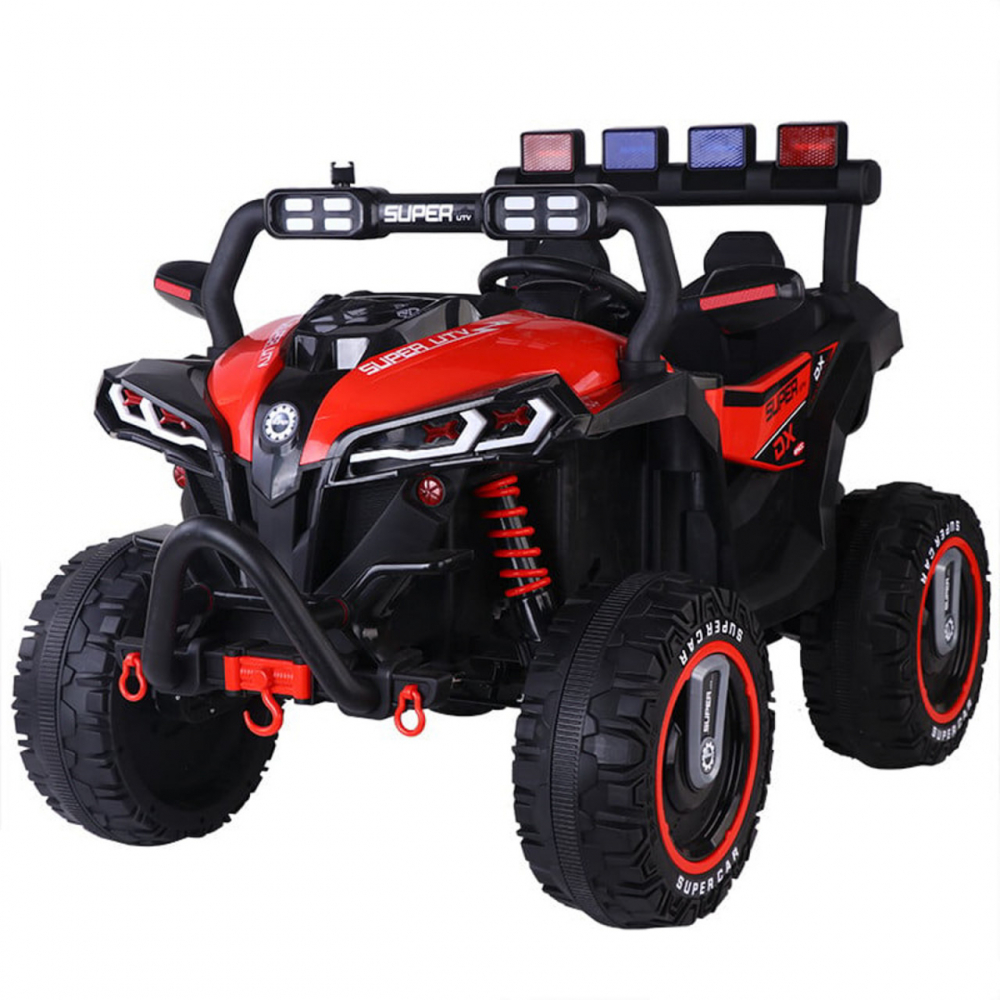 Masinuta electrica pentru copii Novokids Super Beasty Buggy UTV , 2 locuri, cu faruri luminoase, telecomanda, 3-6 ani , max 30 kg , 12V, Mp3USB, 2 viteze, model Offroad, rosu cu negru - 2