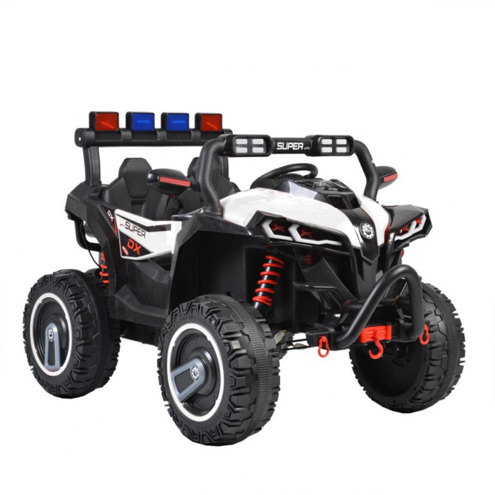 Masinuta electrica pentru copii Novokids Super Beasty Buggy UTV , 2 locuri, cu faruri luminoase, telecomanda, 3-6 ani , max 30 kg , 12V, Mp3USB, 2 viteze, model Offroad, alb cu negru - 3