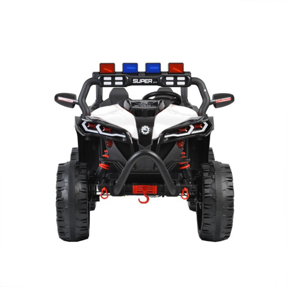 Masinuta electrica pentru copii Novokids Super Beasty Buggy UTV , 2 locuri, cu faruri luminoase, telecomanda, 3-6 ani , max 30 kg , 12V, Mp3USB, 2 viteze, model Offroad, alb cu negru - 1
