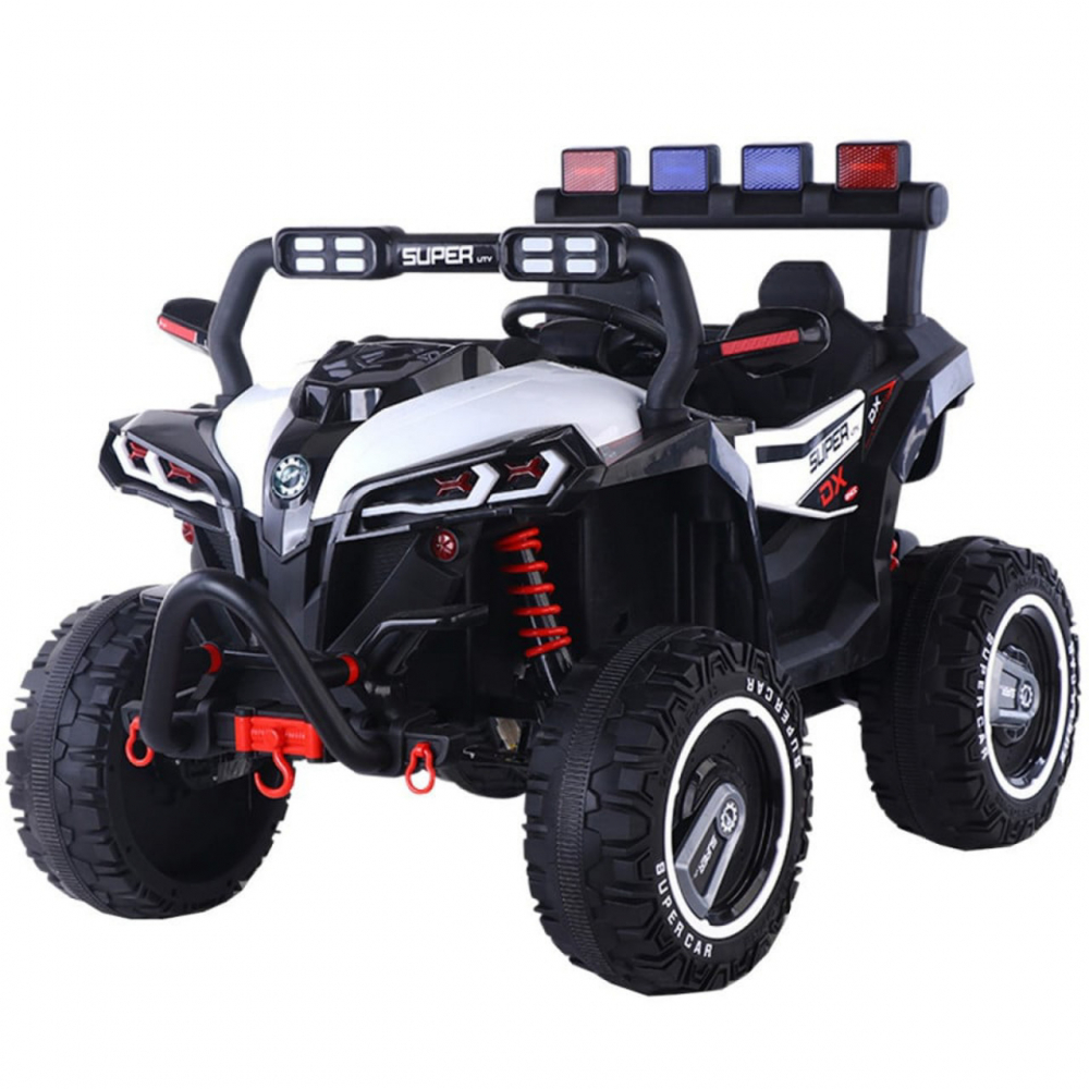 Masinuta electrica pentru copii Novokids Super Beasty Buggy UTV , 2 locuri, cu faruri luminoase, telecomanda, 3-6 ani , max 30 kg , 12V, Mp3USB, 2 viteze, model Offroad, alb cu negru - 2