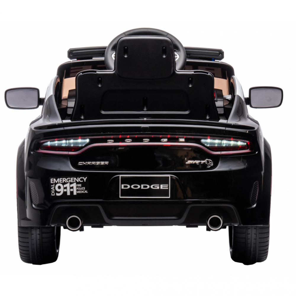Masinuta electrica pentru copii Dodge Police Black 70W cu Licenta, Roti EVA, Deschidere usi, Pornire la buton, Telecomanda, Oglinzi retrovizoare, Usi cu deschidere, Megafon