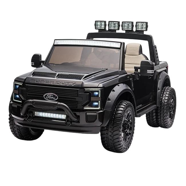 Masinuta electrica pentru copii Ford SuperDuty F450 Black cu 2 locuri,Telecomanda,Acumulator 24V,Lumini LED,Roti rezistente, Oglinzi retrovizoare,Functie troller,Unitate audio USBBluetooth,Scaun reglabil,Indicator baterie - 2