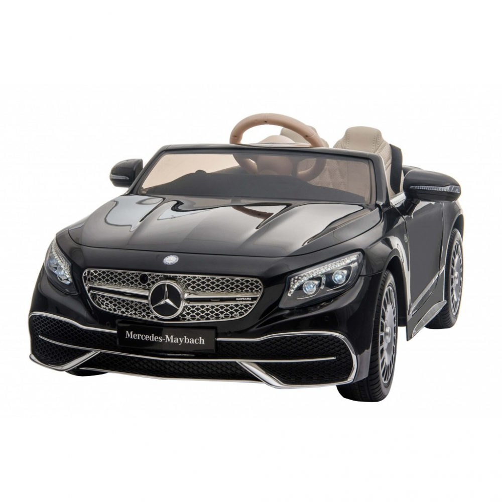 Masinuta electrica pentru copii Mercedes Maybach S650 Black cu licenta,Doua motoare,Roti EVA,Scaun din piele,Usi cu deschidere,Unitate audio cu muzica,Lumini LED