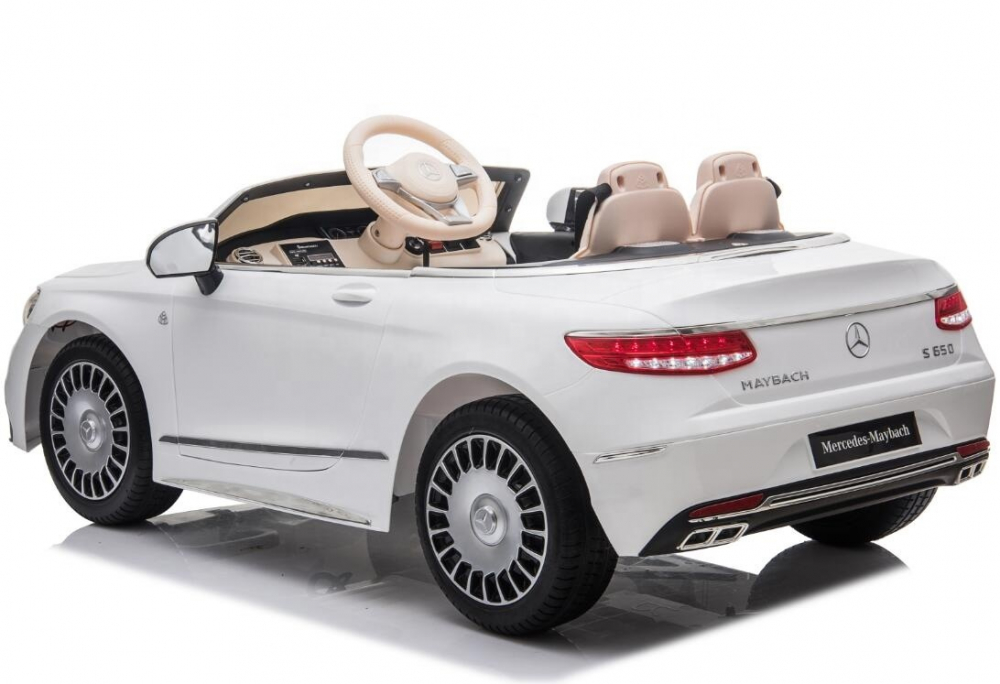 Masinuta electrica pentru copii Mercedes Maybach S650 White 12V4.5Ah,echipare premium si licenta,2 motoare,roti EVA,scaun piele,usi cu deschidere,pornire la cheie,unitate audio cu muzica,lumini LED,sistem troller,suspensii - 3