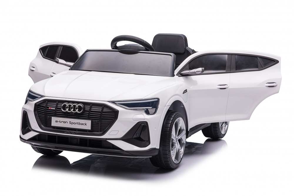 Masinuta electrica pentru copii Audi E-Tron SportBack White cu licenta,Roti Eva,Scaun piele,Acumulator 12V,Suspensii,Sistem troller,Usi cu deschidere,Slow Start,Lumini LED,MP3USB,Oglinzi retrovizoare,Sarcina maxima 30 kg - 2