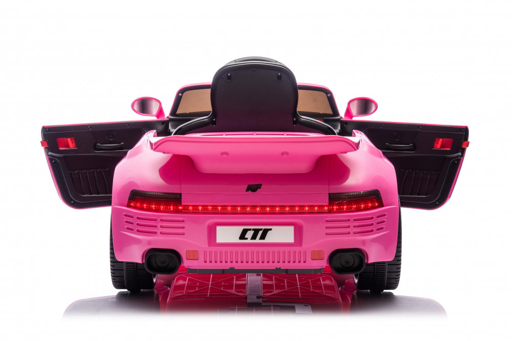 Masinuta electrica pentru copii cu licenta Porsche RUF CTR Roz Echipare Premium,Telecomanda 2,4G,2 motoarex45w,Roti EVA,Scaun din piele,Suspensii,Sistem troller,Bluetooth,Display baterie,Usi cu deschidere,Lumini LED,Muzica - 2