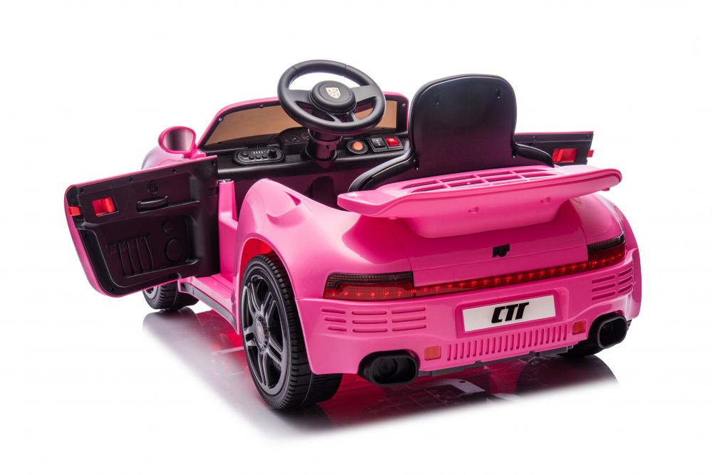 Masinuta electrica pentru copii cu licenta Porsche RUF CTR Roz Echipare Premium,Telecomanda 2,4G,2 motoarex45w,Roti EVA,Scaun din piele,Suspensii,Sistem troller,Bluetooth,Display baterie,Usi cu deschidere,Lumini LED,Muzica - 3