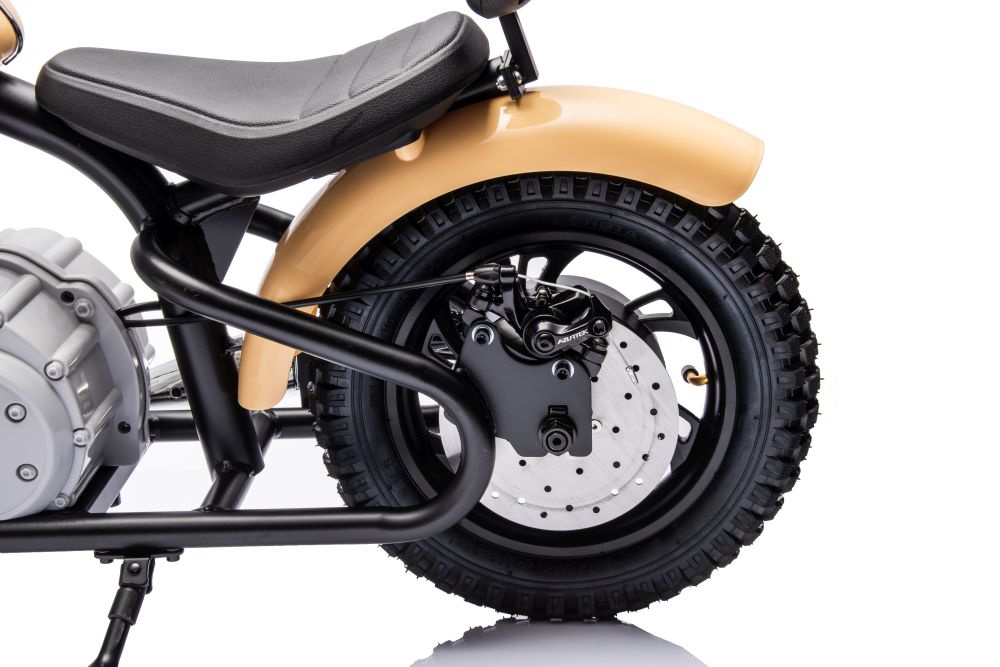 Motocicleta electrica pentru copii A9902 Kaki, cu pornire la cheie si motor 350W, baterie 36V, frana cu discuri pe spate si frana de mana, faruri functionele, viteza maxima 5-7 kmh, dimensiune 112 x 54 x 72 cm - 2