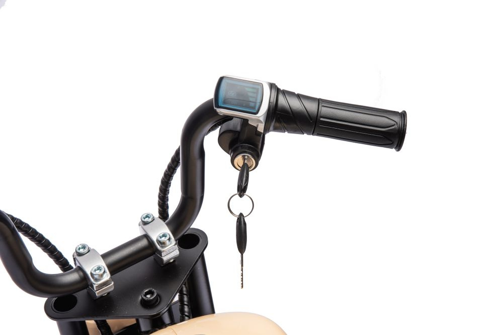 Motocicleta electrica pentru copii A9902 Kaki, cu pornire la cheie si motor 350W, baterie 36V, frana cu discuri pe spate si frana de mana, faruri functionele, viteza maxima 5-7 kmh, dimensiune 112 x 54 x 72 cm - 4