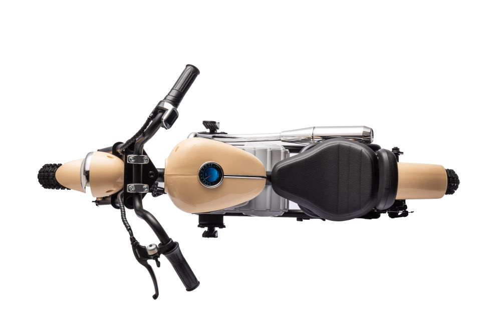 Motocicleta electrica pentru copii A9902 Kaki, cu pornire la cheie si motor 350W, baterie 36V, frana cu discuri pe spate si frana de mana, faruri functionele, viteza maxima 5-7 kmh, dimensiune 112 x 54 x 72 cm - 6