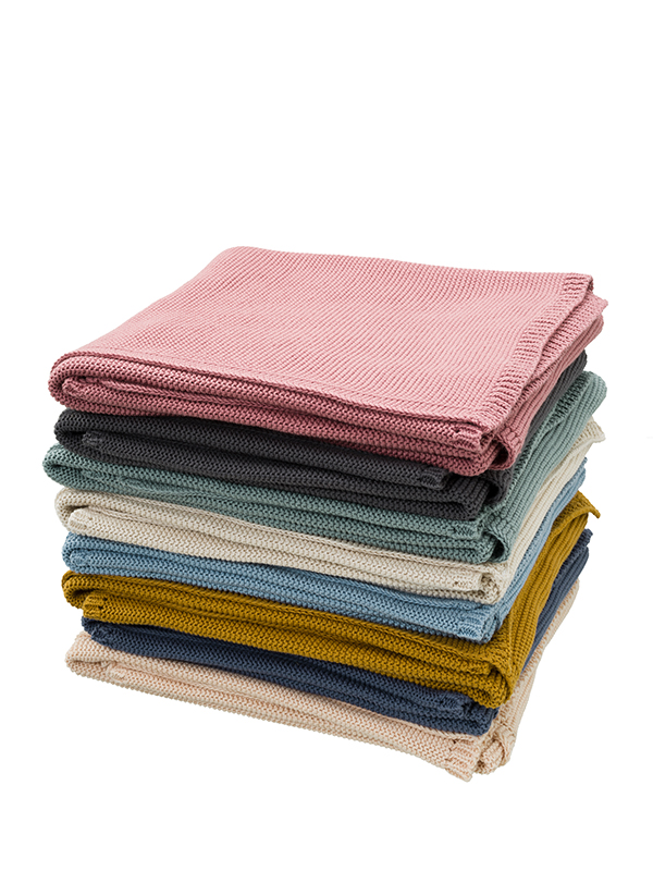 Patura impletita din bumbac organic 80x100 cm galben-mustar - 2
