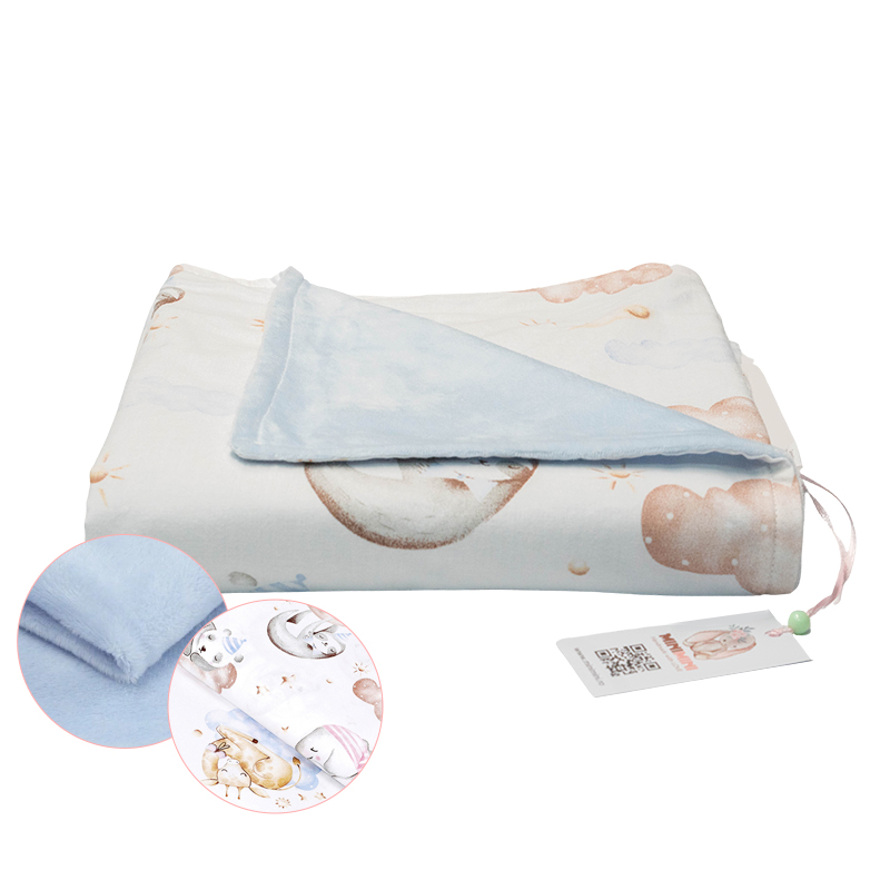 Paturica Minky Neted, 100 x 75 cm, Little Amy, Animale dormind albastru - 3