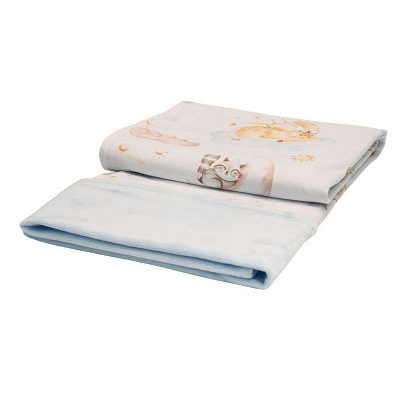 Paturica Minky Neted, 100 x 75 cm, Little Amy, Animale dormind albastru - 1