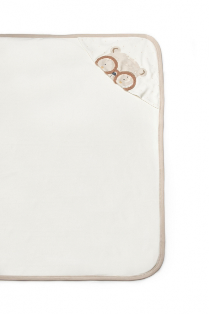 Paturica cu gluga pentru nou nascut, 100 bumbac organic, TeddyBear, BabyCosy
