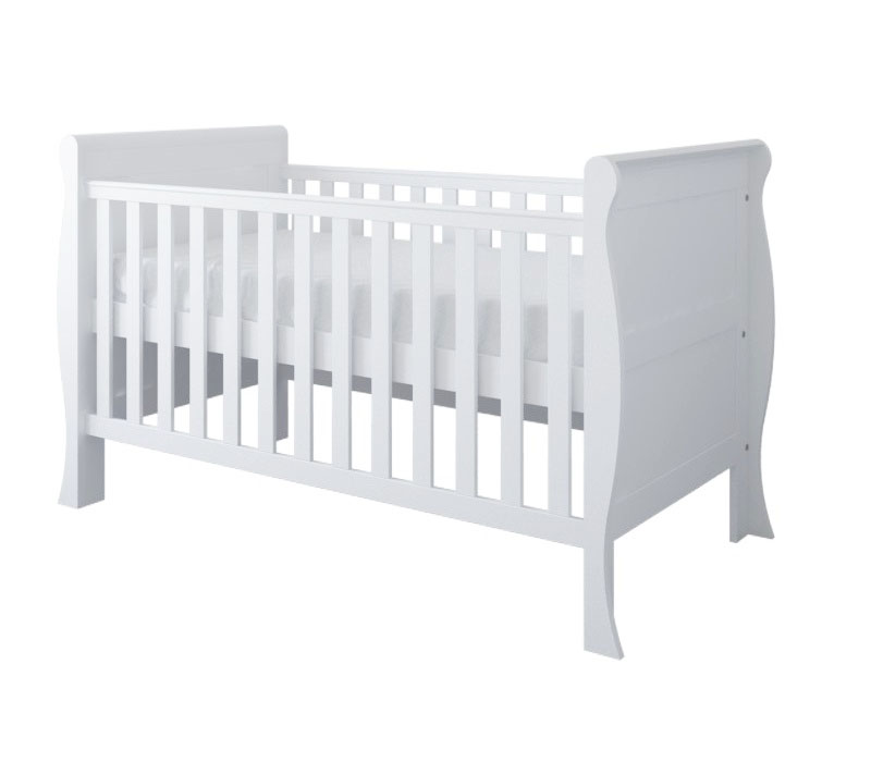 Patut din lemn 120x60 cm cu laterala detasabila si margine din silicon pentru protectie dintisori Mini Sleight White - 5