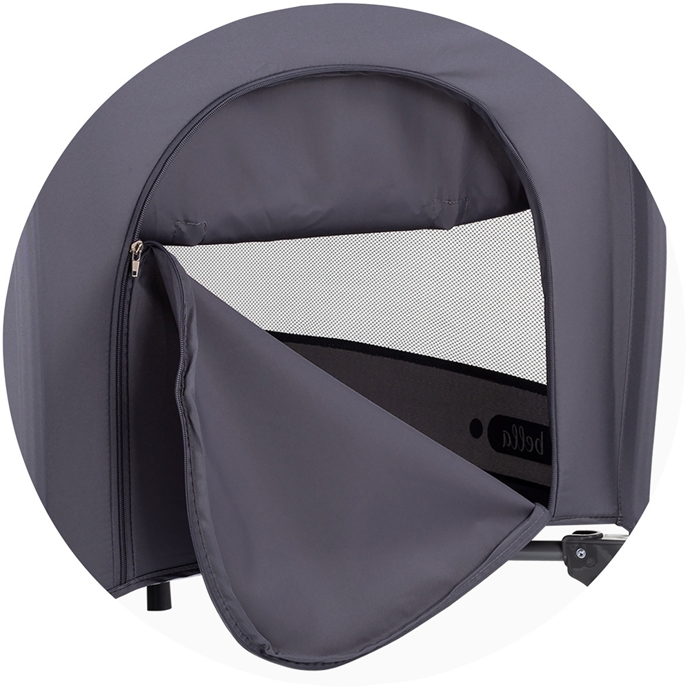 Patut pliabil Chipolino Bella Anthracite cu doua nivele, intrare laterala cu fermoar, 2 roti cu frane, saltea de infasat, carusel muzical, geanta pentru transport, buzunar si organizator accesorii - 4