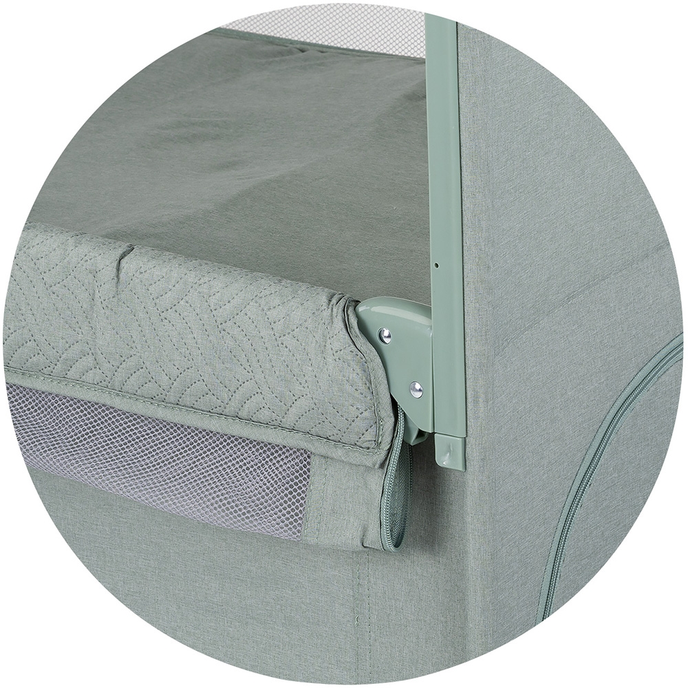 Patut pliabil Chipolino Relax Basil Linen cu laterala culisanta, intrare laterala cu fermoar, geanta pentru transport, greutate admisa 15 kg - 2
