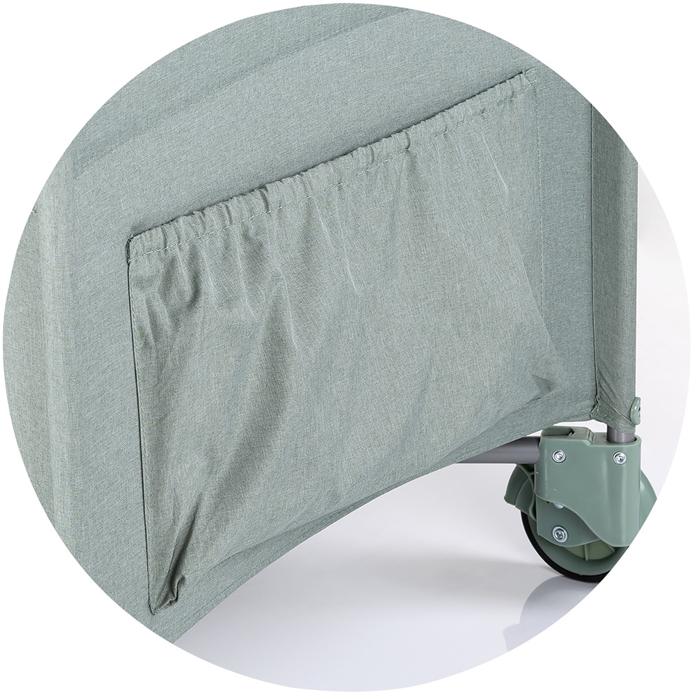 Patut pliabil Chipolino Relax Basil Linen cu laterala culisanta, intrare laterala cu fermoar, geanta pentru transport, greutate admisa 15 kg - 3