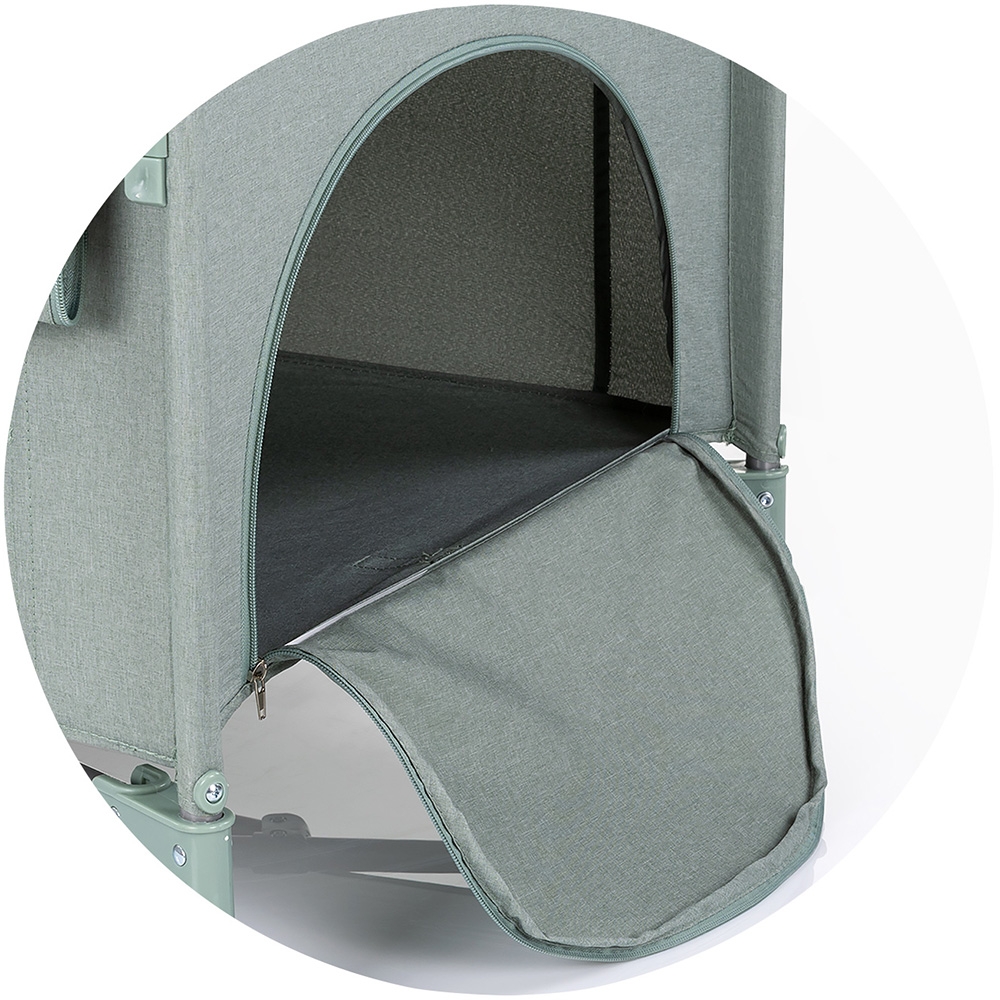 Patut pliabil Chipolino Relax Basil Linen cu laterala culisanta, intrare laterala cu fermoar, geanta pentru transport, greutate admisa 15 kg - 4