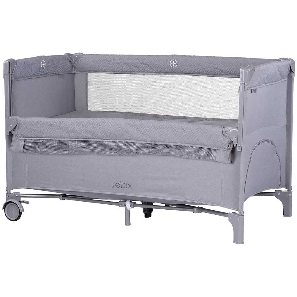 Patut pliabil Chipolino Relax Cloud Linen cu laterala culisanta, intrare laterala cu fermoar, geanta pentru transport, greutate admisa 15 kg - 2