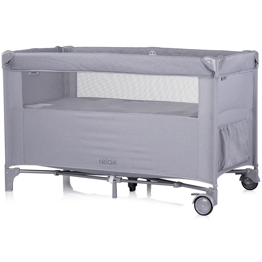 Patut pliabil Chipolino Relax Cloud Linen cu laterala culisanta, intrare laterala cu fermoar, geanta pentru transport, greutate admisa 15 kg - 1
