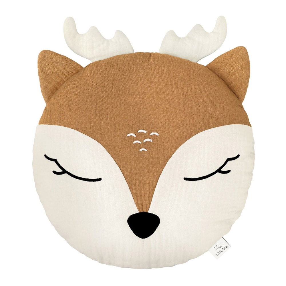 Perna decorativa din muselina Bambi cu cornite, Little Amy, Camel, 30 cm - 1
